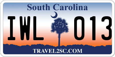 SC license plate IWL013