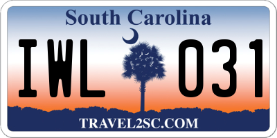 SC license plate IWL031
