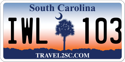 SC license plate IWL103