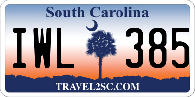 SC license plate IWL385