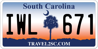 SC license plate IWL671