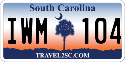 SC license plate IWM104