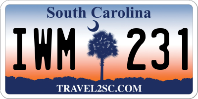 SC license plate IWM231