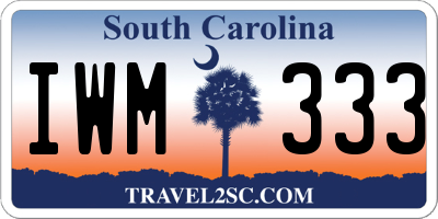 SC license plate IWM333