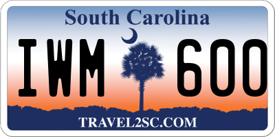 SC license plate IWM600