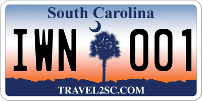 SC license plate IWN001