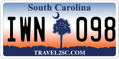 SC license plate IWN098