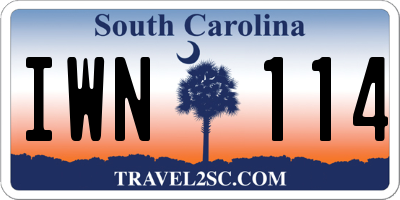 SC license plate IWN114