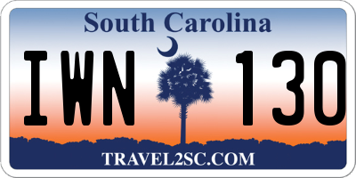 SC license plate IWN130