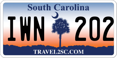 SC license plate IWN202