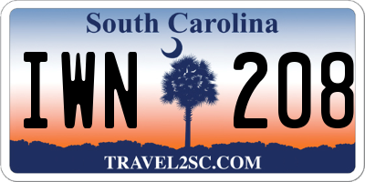 SC license plate IWN208