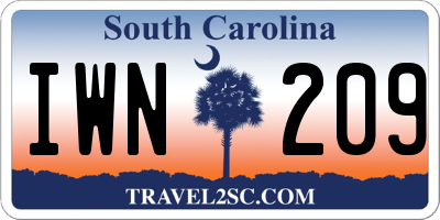 SC license plate IWN209