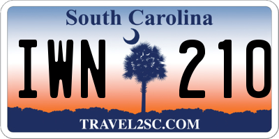 SC license plate IWN210