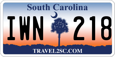 SC license plate IWN218