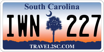 SC license plate IWN227
