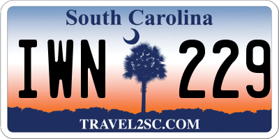 SC license plate IWN229
