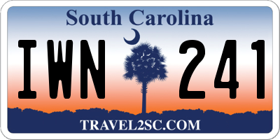 SC license plate IWN241