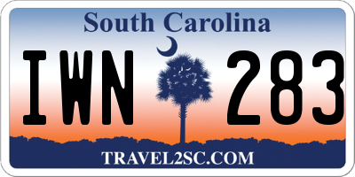SC license plate IWN283