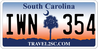 SC license plate IWN354
