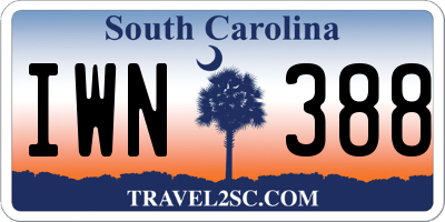 SC license plate IWN388