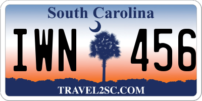 SC license plate IWN456