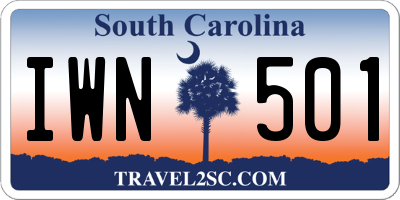 SC license plate IWN501