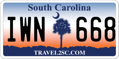 SC license plate IWN668