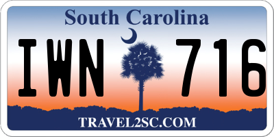 SC license plate IWN716