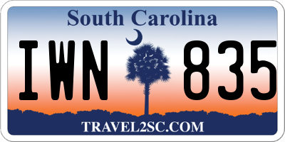 SC license plate IWN835