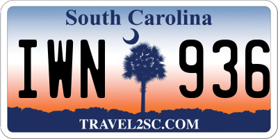 SC license plate IWN936