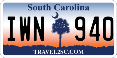 SC license plate IWN940