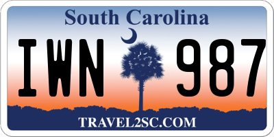 SC license plate IWN987
