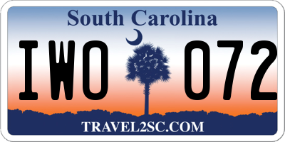 SC license plate IWO072