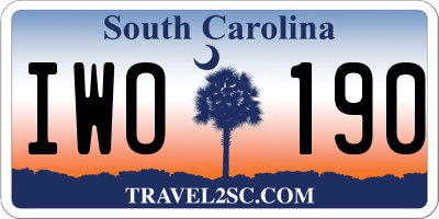 SC license plate IWO190