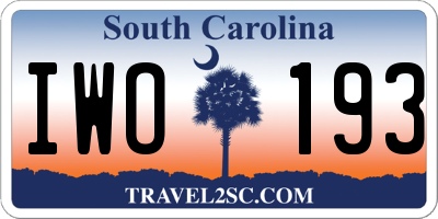 SC license plate IWO193