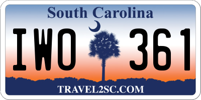 SC license plate IWO361