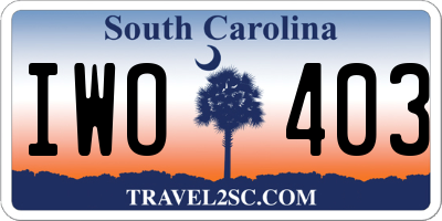 SC license plate IWO403