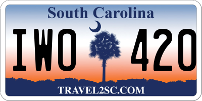 SC license plate IWO420