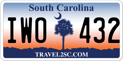 SC license plate IWO432