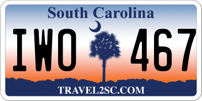 SC license plate IWO467