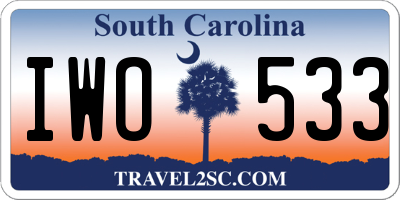 SC license plate IWO533