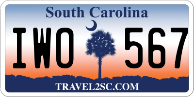 SC license plate IWO567