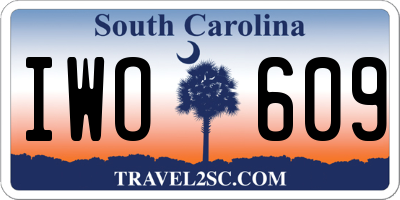 SC license plate IWO609