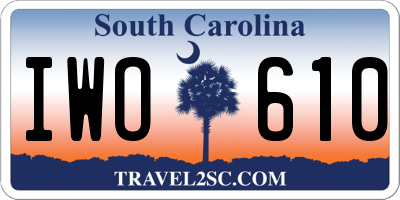 SC license plate IWO610