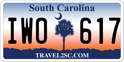 SC license plate IWO617