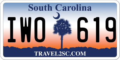 SC license plate IWO619