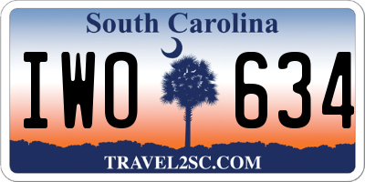 SC license plate IWO634