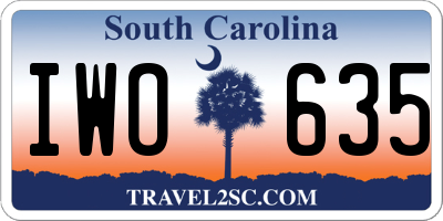 SC license plate IWO635