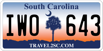 SC license plate IWO643