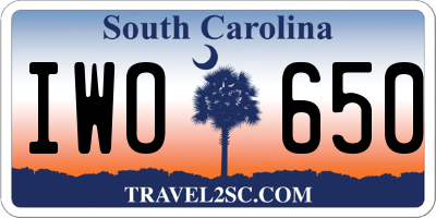 SC license plate IWO650